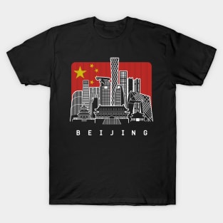 Beijing China Skyline Chinese Flag T-Shirt